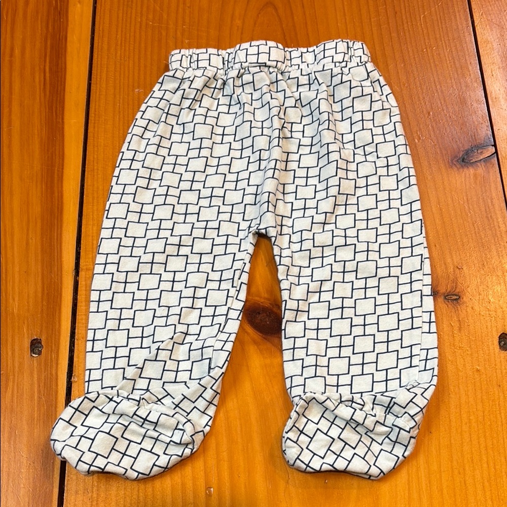 KATE QUINN 3-6M Baby Blue Organic Geometric Patterned Jogger Pants